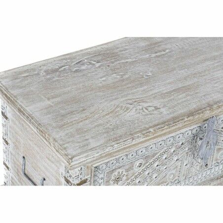 Forziere DKD Home Decor 88 x 40 x 45 cm Bianco Ottone Legno di mango