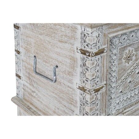 Forziere DKD Home Decor 88 x 40 x 45 cm Bianco Ottone Legno di mango