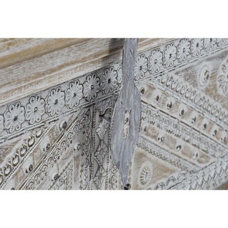 Forziere DKD Home Decor 88 x 40 x 45 cm Bianco Ottone Legno di mango