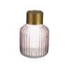 Vaso Righe Rosa Dorato Vetro 12 x 18 x 12 cm (6 Unità)