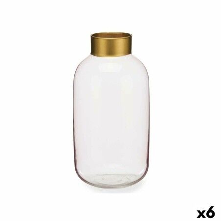 Vaso Rosa Dorato Vetro 14,5 x 29,5 x 14,5 cm (6 Unità)