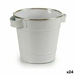 Vaso Ibergarden A60354-D Bianco Argentato Zinco Secchio 19,5 x 14,5 x 16,5 cm (24 Unità)