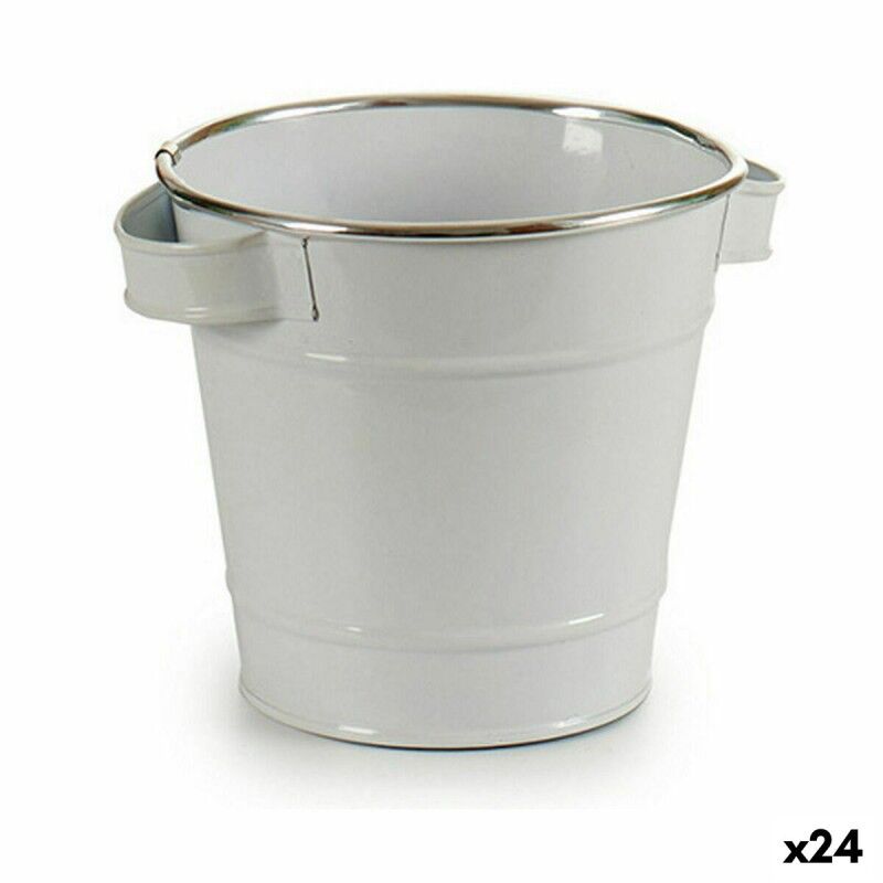 Vaso Ibergarden A60354-D Bianco Argentato Zinco Secchio 19,5 x 14,5 x 16,5 cm (24 Unità)