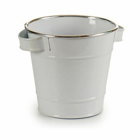 Vaso Ibergarden A60354-D Bianco Argentato Zinco Secchio 19,5 x 14,5 x 16,5 cm (24 Unità)