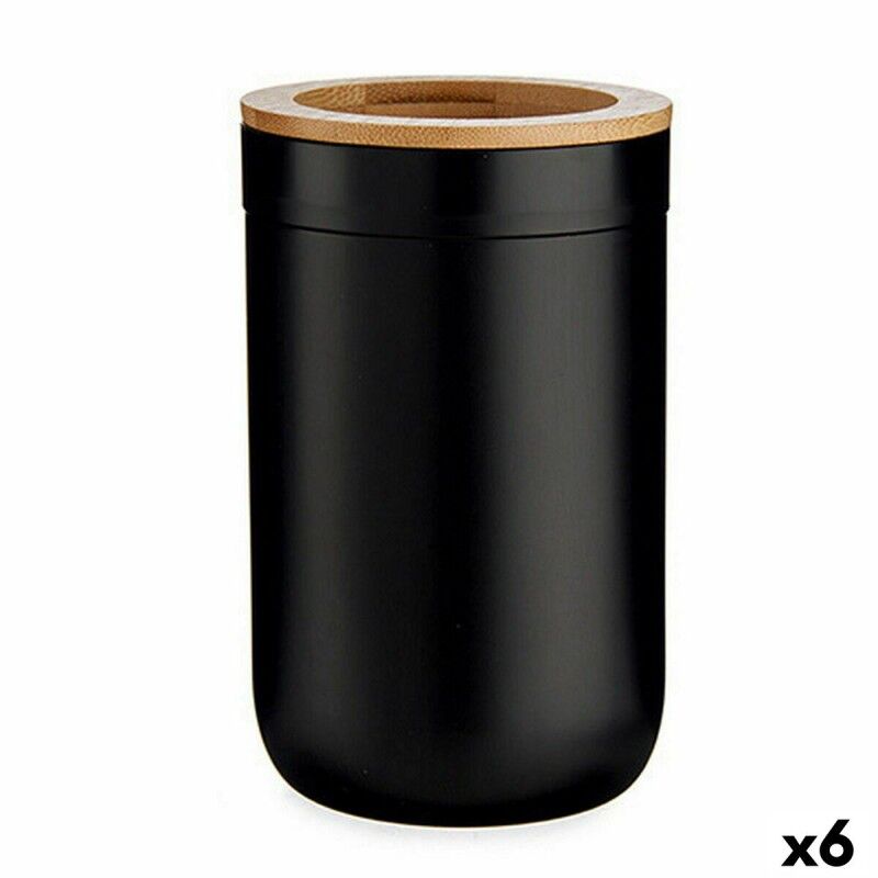 Portaspazzolini da Denti Berilo BP16-103BK Marrone Nero Naturale Bambù polipropilene 7,7 x 11,5 x 7,7 cm (6 Unità)