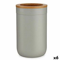 Portaspazzolini da Denti Berilo BP16-103G Marrone Grigio Bambù polipropilene 7,7 x 11,5 x 7,7 cm (6 Unità)
