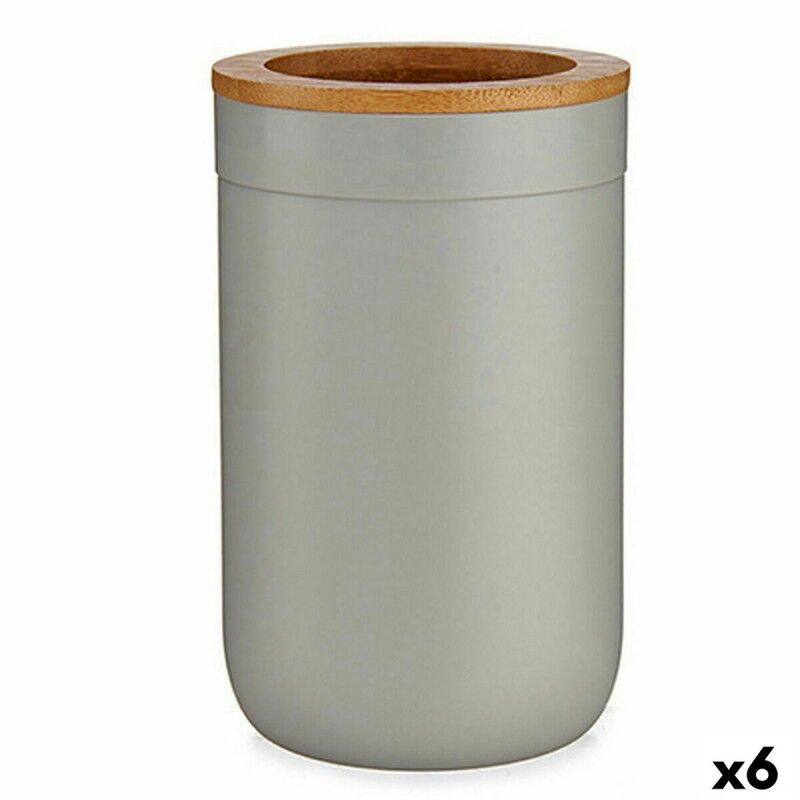Portaspazzolini da Denti Berilo BP16-103G Marrone Grigio Bambù polipropilene 7,7 x 11,5 x 7,7 cm (6 Unità)