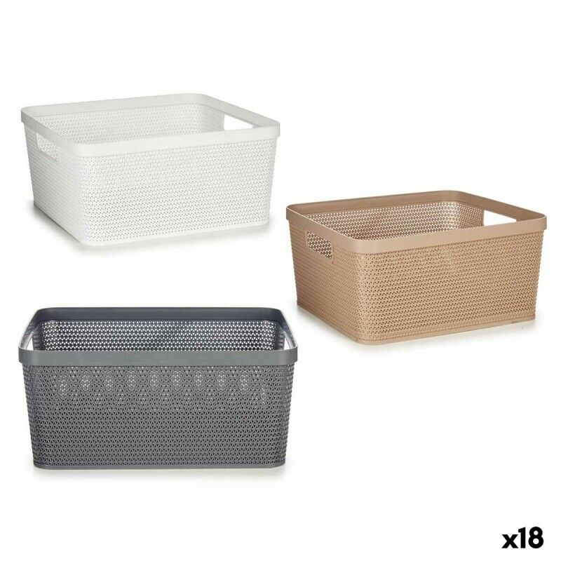 Cestino Multiuso Kipit 4730 Bianco Beige Grigio Plastica 10 L 36 x 15 x 29 cm (18 Unità)