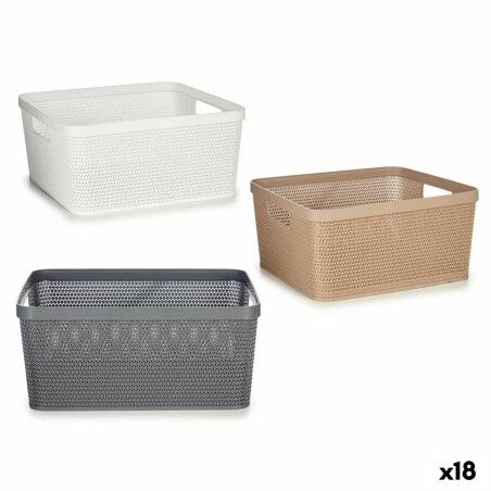 Cestino Multiuso Kipit 4730 Bianco Beige Grigio Plastica 10 L 36 x 15 x 29 cm (18 Unità)