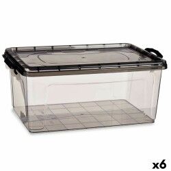 Scatola portaoggetti con coperchio Kipit TP547-2 Antracite Plastica 22 L (6 Unità)