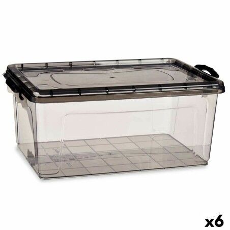 Scatola portaoggetti con coperchio Kipit TP547-2 Antracite Plastica 22 L (6 Unità)
