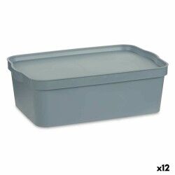 Scatola portaoggetti con coperchio Kipit TP595-2 Grigio Plastica 14 L 29,5 x 14,3 x 45 cm (12 Unità)