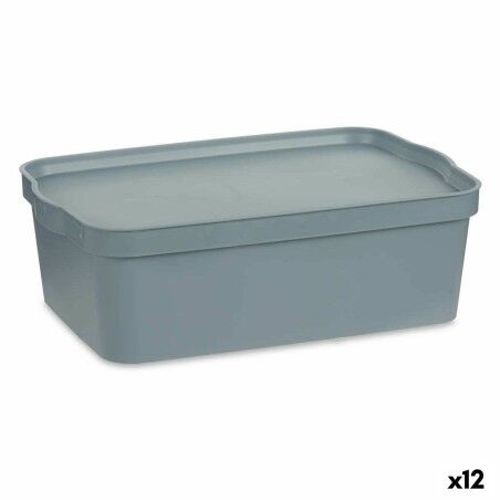 Scatola portaoggetti con coperchio Kipit TP595-2 Grigio Plastica 14 L 29,5 x 14,3 x 45 cm (12 Unità)