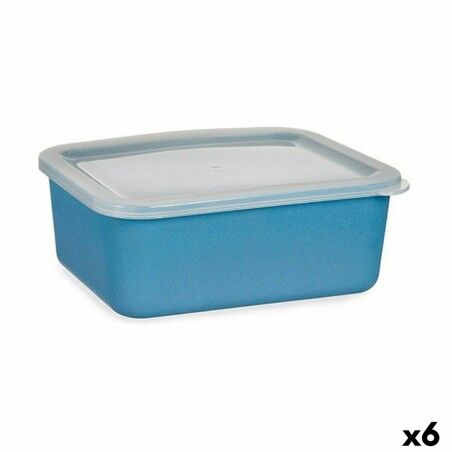 Scatola portaoggetti con coperchio Blu scuro 14,5 x 7 x 19,5 cm (6 Unità)