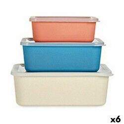 Set di Scatole per Sistemare Impilabili 8081 8081 Rosso Arancio Crema Blu scuro Bambù Melammina Amido di mais (6 Unità)
