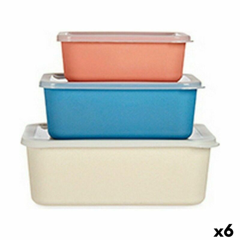 Set di Scatole per Sistemare Impilabili 8081 8081 Rosso Arancio Crema Blu scuro Bambù Melammina Amido di mais (6 Unità)