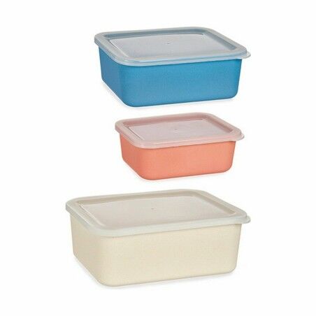 Set di Scatole per Sistemare Impilabili 8081 8081 Rosso Arancio Crema Blu scuro Bambù Melammina Amido di mais (6 Unità)