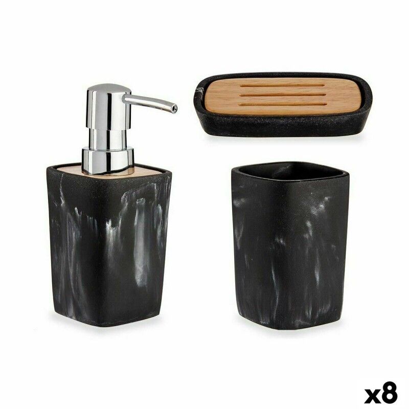 Set da Bagno Berilo B5646-S3 Nero Bambù Plastica (8 Unità)