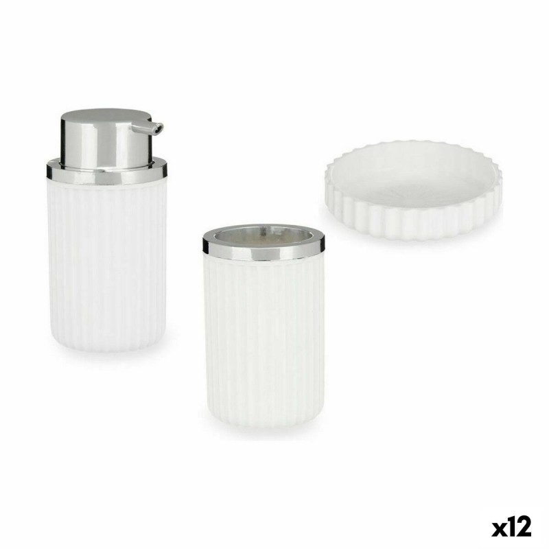 Set da Bagno Berilo 3318-1 Bianco Plastica (12 Unità) Set da Bagno Berilo 3318-1 Bianco Plastica (12 Unità)
