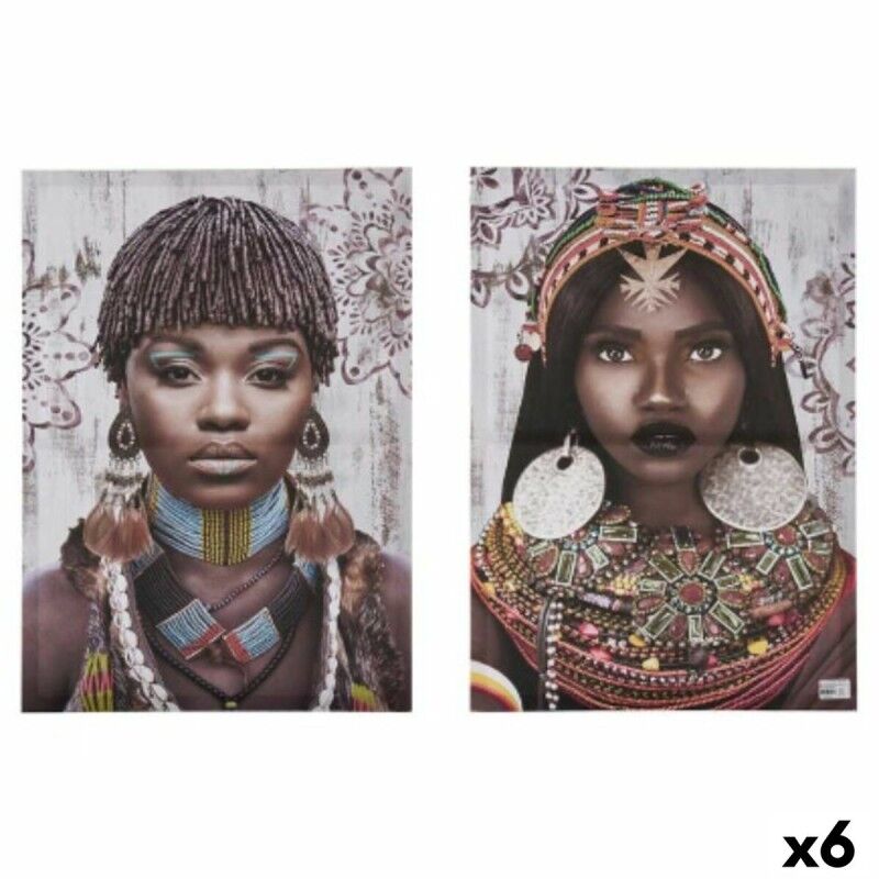 Set di 2 quadri Tela Africana 70 x 50 x 1,5 cm (6 Unità) Set di 2 quadri Tela Africana 70 x 50 x 1,5 cm (6 Unità)