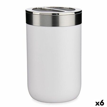 Portaspazzolini da Denti Berilo BP15-002-2 Bianco Argentato Plastica 7,7 x 11,2 x 7,7 cm (6 Unità)