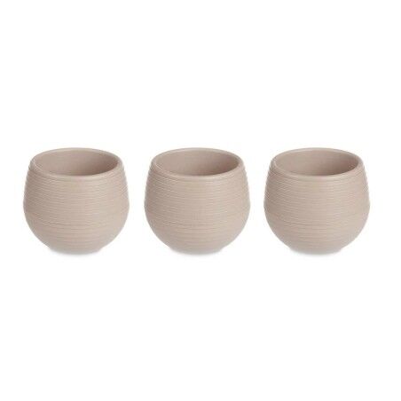 Set di Vasi Ibergarden ES0501214S3 Taupé Plastica 16,5 x 16,5 x 14,5 cm (4 Unità)