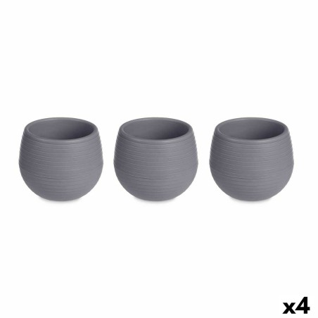 Set di Vasi Ibergarden ES0501102S3 Antracite Plastica 16,5 x 16,5 x 14,5 cm (4 Unità)