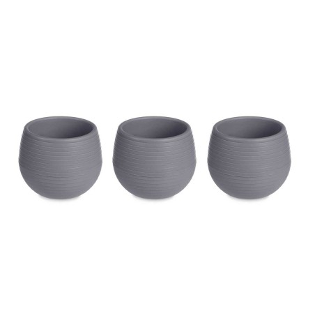 Set di Vasi Ibergarden ES0501102S3 Antracite Plastica 16,5 x 16,5 x 14,5 cm (4 Unità)