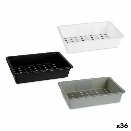 Contenitori per Cassetti Kinvara CN18799 Bianco Nero polipropilene 16 x 5 x 24 cm (36 Unità)