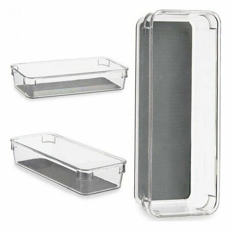 Contenitori per Cassetti Kinvara W623310 Grigio Plastica riciclata 9,3 x 4,5 x 23 cm (24 Unità)