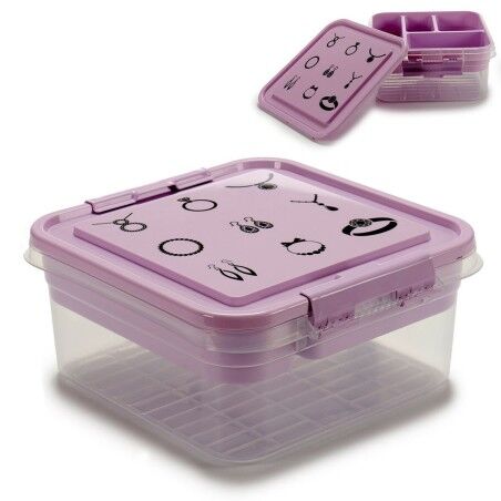 Scatola-Portagioie Viola Trasparente Plastica 24,5 x 11,5 x 26 cm (12 Unità)