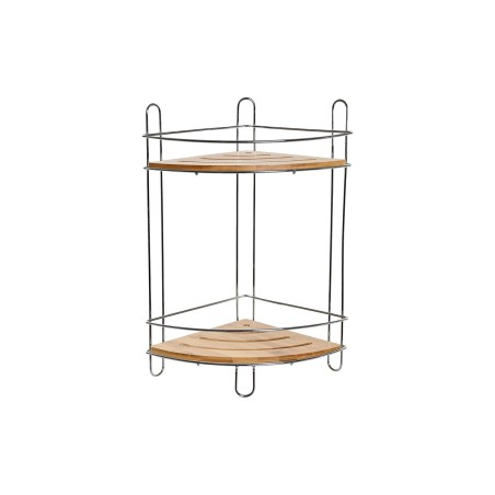 Scaffale ad Angolo DKD Home Decor Naturale Bambù Metallo cromato inossidabile 2 Mensole 19,5 x 19,5 x 36,5 cm