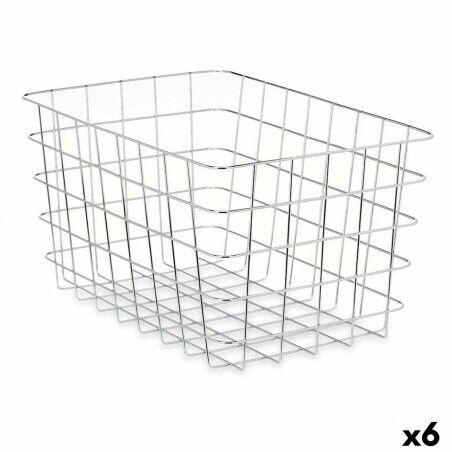 Cestino Multiuso Kinvara W5759K-L CHROME Argentato Argento Metallo 38 x 21 x 26 cm Rettangolare (6 Unità)