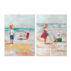 Quadro DKD Home Decor Spiaggia Bambini (50 x 2,5 x 70 cm) (2 Unità)