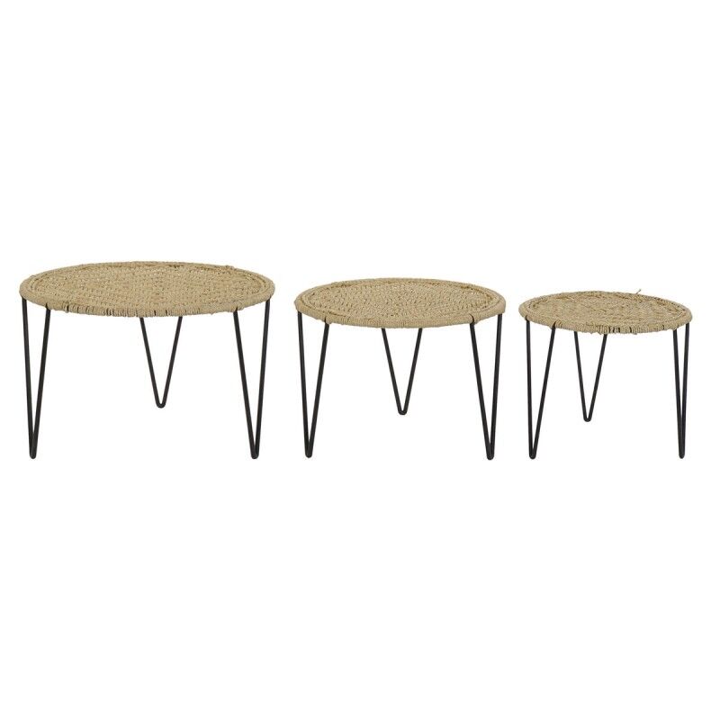 Set di 3 tavoli DKD Home Decor Marrone Nero Naturale 62 x 62 x 40 cm 62 x 62 x 40,5 cm Set di 3 tavoli DKD Home Decor Marrone Nero Naturale 62 x 62 x 40 cm 62 x 62 x 40,5 cm
