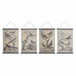 Tela DKD Home Decor Uccelli 60 x 2 x 90 cm Cottage (4 Pezzi)
