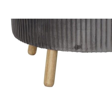 Poggiapiedi DKD Home Decor 80 x 80 x 38 cm Scandi Grigio Legno Velluto Grigio scuro Velvet