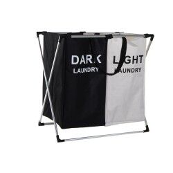 Cesto per i Panni Sporchi DKD Home Decor Pieghevole Doppia Metallo Poliestere (63 x 37 x 61 cm)