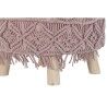 Poggiapiedi DKD Home Decor Naturale Rosa chiaro Legno Boho Macramé 53 x 53 x 31 cm