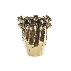 Vaso DKD Home Decor Porcellana Dorato Moderno (18 x 18 x 23 cm)