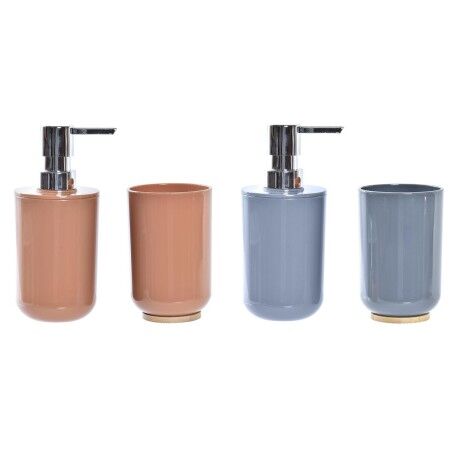 Set da Bagno DKD Home Decor Naturale Grigio Arancio Corallo Alluminio Bambù PS Moderno (9 x 7 x 16 cm) (2 Unità) (7 x 7 x 16 cm)