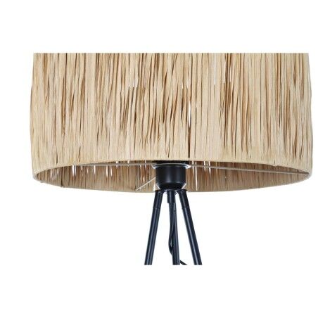 Lampada da Terra DKD Home Decor Marrone Nero Metallo Rafia 50 W 220 V 56 x 46 x 140 cm