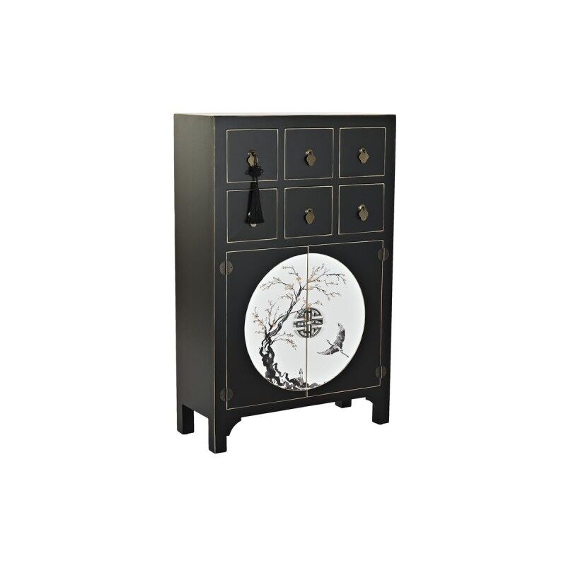 Cassettiera DKD Home Decor Nero Dorato Abete Legno MDF Orientale 63 x 28 x 101 cm Cassettiera DKD Home Decor Nero Dorato Abete Legno MDF Orientale 63 x 28 x 101 cm