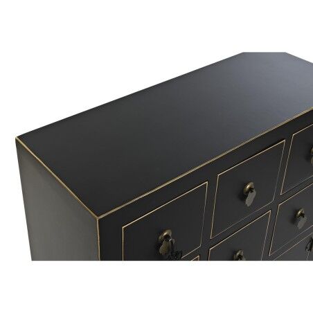Cassettiera DKD Home Decor Nero Dorato Abete Legno MDF Orientale 63 x 28 x 101 cm