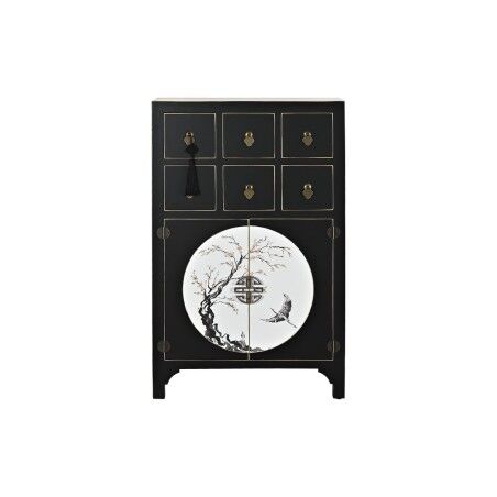 Cassettiera DKD Home Decor Nero Dorato Abete Legno MDF Orientale 63 x 28 x 101 cm