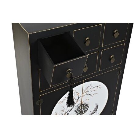 Cassettiera DKD Home Decor Nero Dorato Abete Legno MDF Orientale 63 x 28 x 101 cm