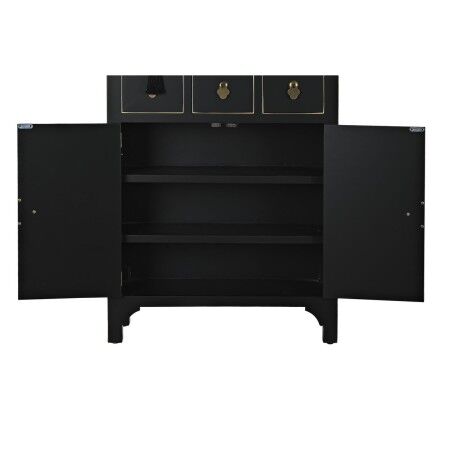 Cassettiera DKD Home Decor Nero Dorato Abete Legno MDF Orientale 63 x 28 x 101 cm