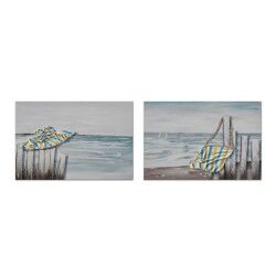 Quadro DKD Home Decor Spiaggia Mediterraneo (90 x 2,5 x 60 cm) (2 Unità)