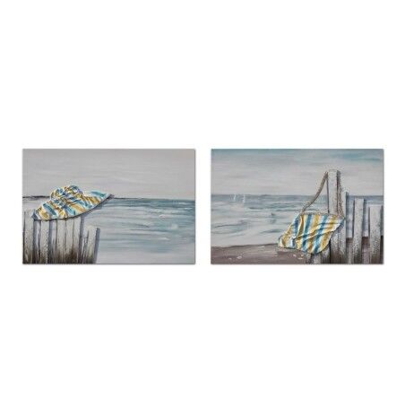 Quadro DKD Home Decor Spiaggia Mediterraneo (90 x 2,5 x 60 cm) (2 Unità)