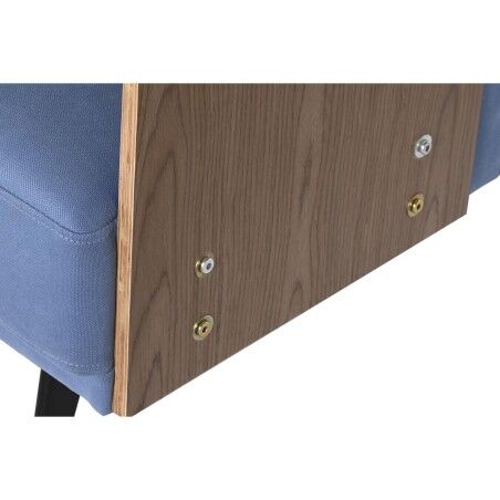 Divano Letto DKD Home Decor Nero Azzurro Metallo Marrone Poliestere Legno di eucalipto (203 x 87 x 81 cm)